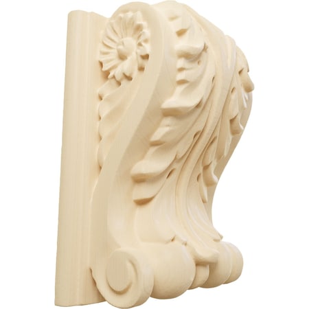 Ekena Millwork 3 1/2"W x 2"D x 4 1/2"H Small Acanthus Block w/ Backplate Wood Corbel, Maple CORW04X02X05ABMA